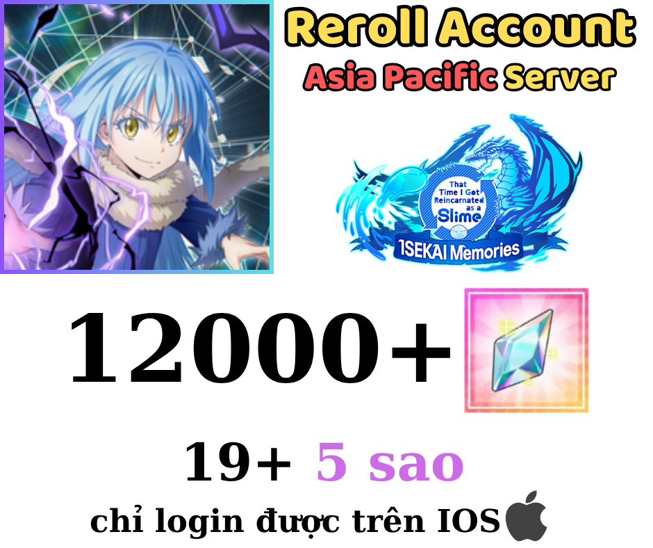 [IOS]12000+ Crystals SLIME - ISEKAI Memories Starter Reroll Account